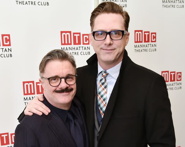 <p>Stephen Lovekin/Variety/Penske Media/Getty</p> Nathan Lane and Devlin Elliott in 2016