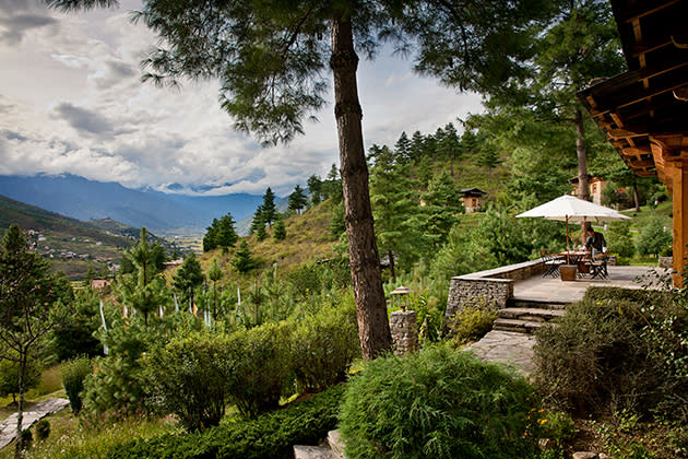 <div class="caption-credit"> Photo by: Courtesy of Uma by Como, Paro</div><p> <b>Paro Valley, Bhutan <br> <br> Where to Stay:</b> <a rel="nofollow noopener" href="http://www.comohotels.com/umaparo/uma-como-paro-bhutan" target="_blank" data-ylk="slk:Uma by Como, Paro;elm:context_link;itc:0;sec:content-canvas" class="link ">Uma by Como, Paro</a> <br> <br> <b>Why we love it:</b> The 29-room resort is decadent, yet culturally authentic; it's situated on a hillside with a breathtaking view of the Paro Valley <br> <br> <b>What you'll do there:</b> Enjoy a picnic on a peak overlooking a mountainous enclave; relax in one of the private Bhutanese hot stone bathhouses <br> <br> <b>Rates:</b> start at $700 per night for a one-bedroom villa </p>