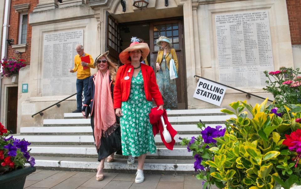 Henley Regatta racegoers cast their ballots before the third day of the Oxfordshire rowing festival