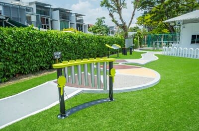 A look at the Sensory Trail, leading to the Water Gallery and Discovery Sandbox that make up the outdoor play and learning space