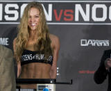 COLUMBUS, OH - MARCH 02: Ronda Rousey weighs in during the Strikeforce Tate v Rousey official weigh in at Columbus Convention Center on March 2, 2012 in Columbus, Ohio. (Photo by Esther Lin/Forza LLC/Forza LLC via Getty Images)