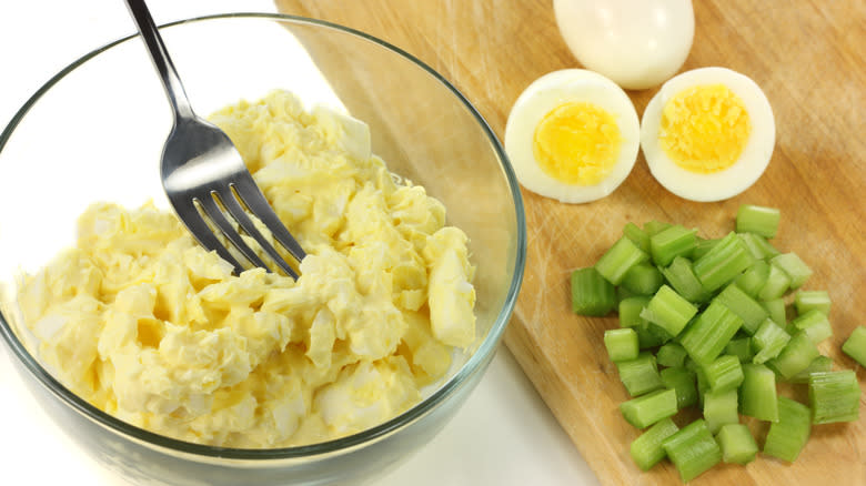 Egg mayonnaise with celery and hard-boiled eggs