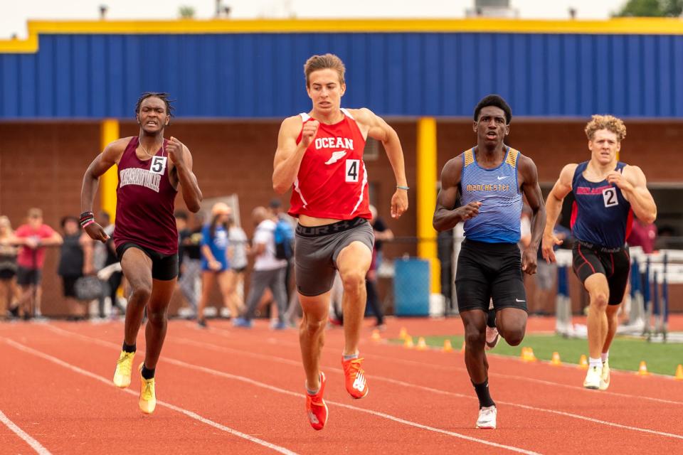 Ocean Township's Alex Sadikov runs in the boys 400 meter at the NJSIAA Groups 2 & 4 Track and Field Championships on June 10, 2022 at Franklin High School.