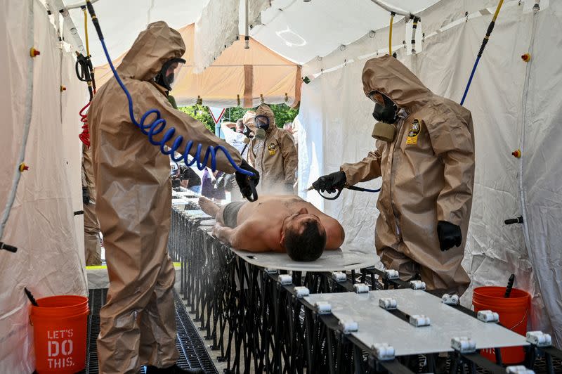 Emergency workers attend nuclear disaster response drills in Zaporizhzhia