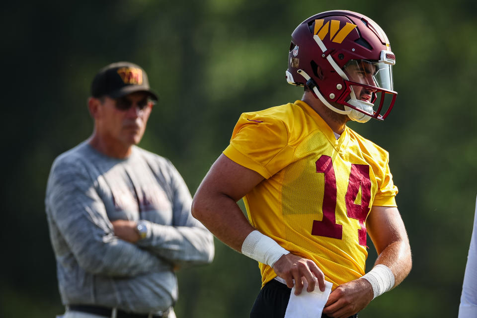 Ron Rivera says that he wishes he had played Sam Howell sooner than Week 18 last season. (Scott Taetsch/Getty Images)