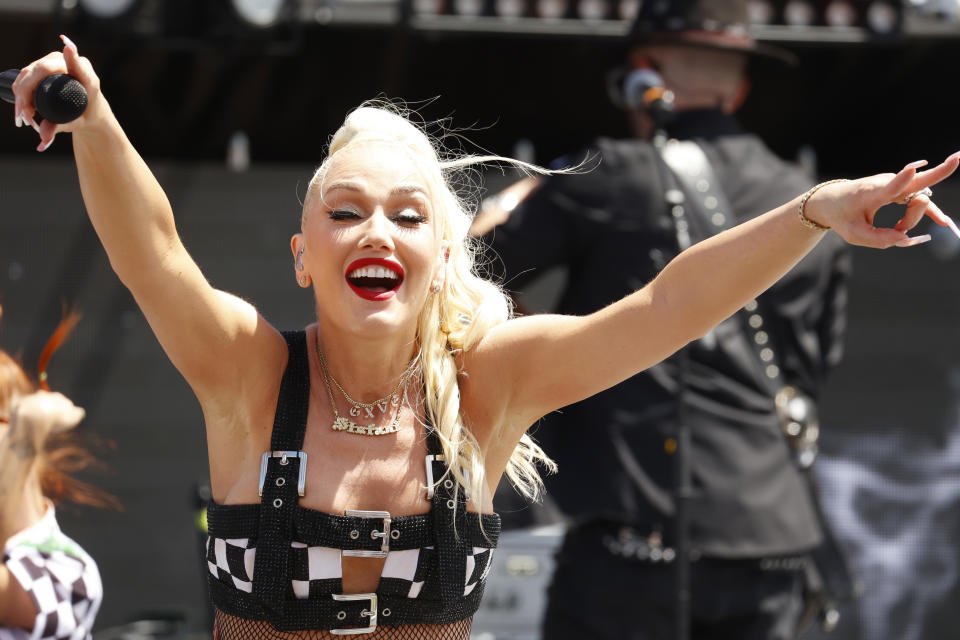 NEWTON, IA - JULY 24: Singer Gwen Stefani performs during a concert before the Hy-Vee Salute To Farmers 300 on July 24, 2022, at Iowa Speedway in Newton, Iowa. (Photo by Brian Spurlock/Icon Sportswire via Getty Images)