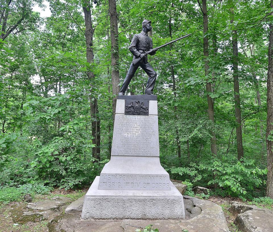 This monument to the Pennsylvania 145th Infantry is located at the Gettysburg National Military Park, site of the 1863 Civil War battle. The 145th was organized in Erie.