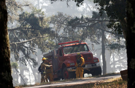 Firefighters prepare to embark on a mop-up operation during the Soberanes Fire in the mountains above Carmel Highlands, California, U.S. July 28, 2016. REUTERS/Michael Fiala