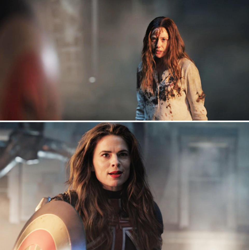 Hayley Atwell as Captain Carter fighting Wanda in Multiverse of Madness