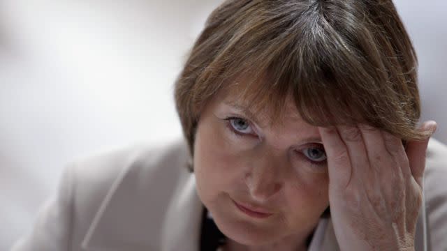 Britain's leader of the House of Commons and Minister for Women Harriet Harman attends a cabinet meeting.