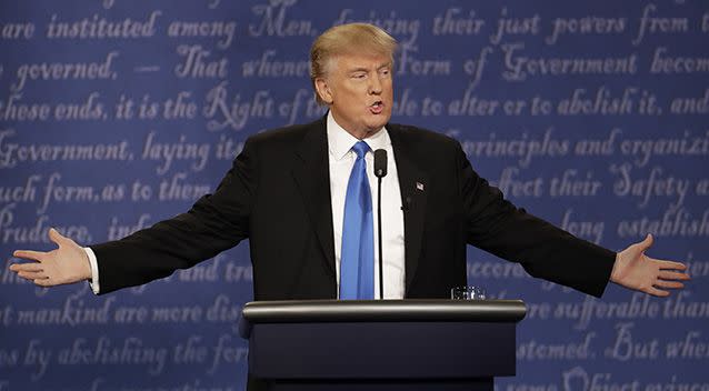 Republican nominee Donald Trump speaks to the nation. Photo: AP