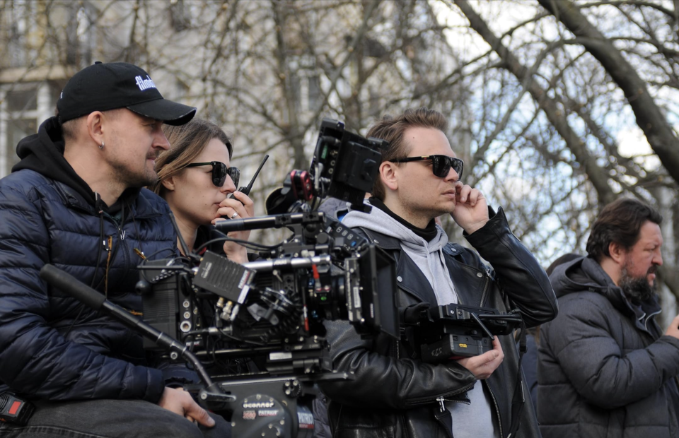 Director Stanislav (center) Tiunov filming 'Bucha'