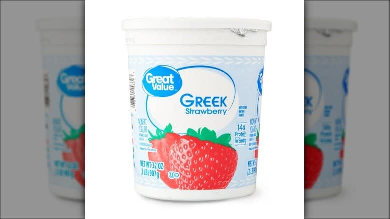 Tub of Walmart Greek yogurt