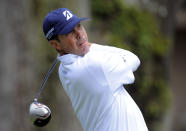 Matt Kuchar watches his drive off the third tee during the final round of the RBC Heritage golf tournament in Hilton Head Island, S.C., Sunday, April 20, 2014. (AP Photo/Stephen B. Morton)