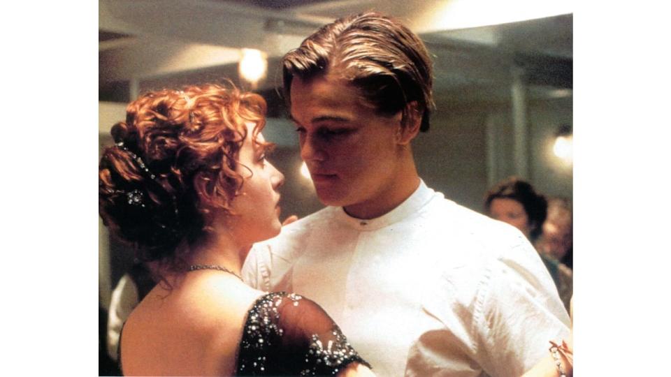 Kate Winslet and Leonardo DiCaprio dancing in a scene from the film 'Titanic', 1997. (Photo by 20th Century-Fox/Getty Images)