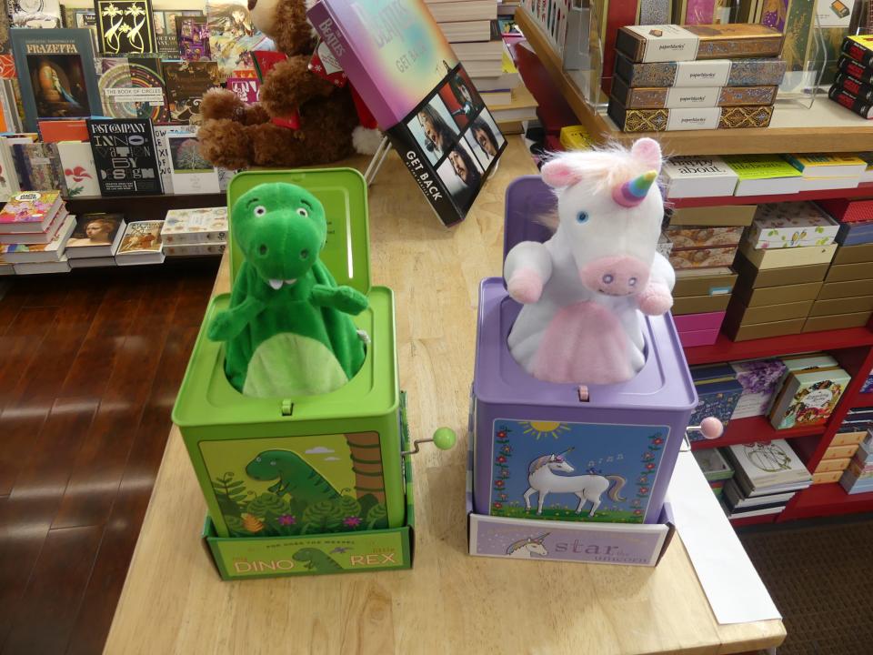 Jack-in-the-boxes are available at the Book Corner.