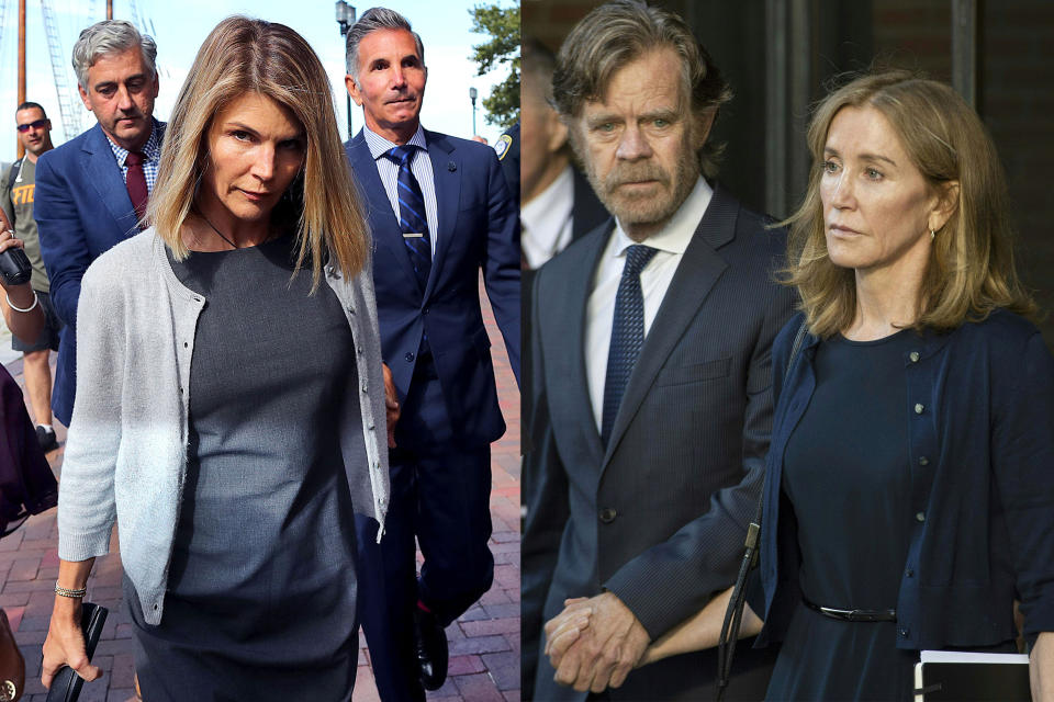 Lori Loughlin et son mari Mossimo Giannulli et Felicity Huffman escortés par son mari William H. Macy