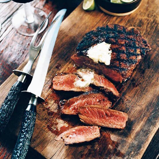 Mexican Spice-Rubbed Rib Eyes with Lime Butter