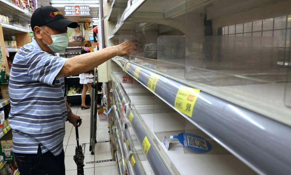 Empty shelves in a store in Taipei