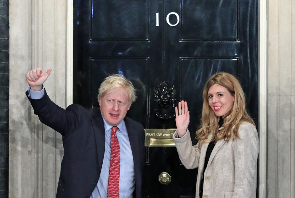 File photo dated 13/12/19 showing Prime Minister Boris Johnson and his girlfriend Carrie Symonds arrive in Downing Street after the Conservative Party was returned to power in the General Election with an increased majority.