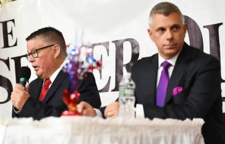 Oneida County Executive Anthony Picente Jr., right, defeated Michael Hennessy, left, as seen in those O-D file photo, on Nov. 7, 2023 to earn a fifth term as county executive.