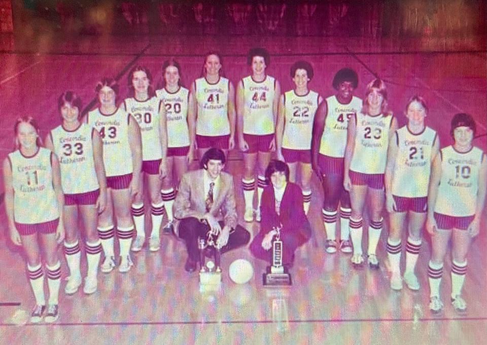 Fort Wayne Concordia's 1976 girls volleyball team who lost in the state finals against a South Bend Adams team that had three boys on the roster.