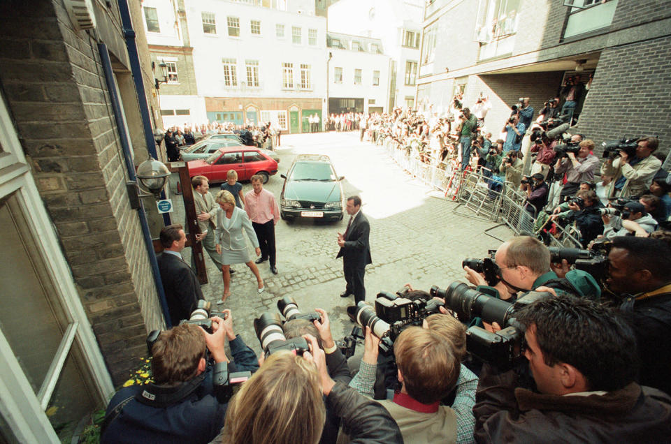 <p>After Princess Diana and Prince Charles announced their separation, paparazzi climbed on ladders and ran into traffic to capture Diana on everyday outings, such as going to the gym and attending Prince William and Prince Harry's school events. As Princess Diana tried to escape them, her car is shown speeding away — an ominous foreshadowing of her tragic death just a few years later.</p>