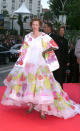 Tilda Swinton (in John Galliano for Dior) attends the 54th Annual Cannes Film Festival on May 20, 2001.