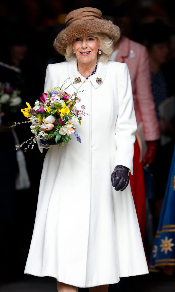 Queen Camilla wears a faux fur hat as she attends the Royal Maundy Service in 2024, PETA, Lock & Co.