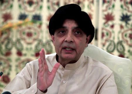 Pakistan's Interior Minister Chaudhry Nisar Ali Khan attends a news conference in Islamabad, Pakistan, May 24, 2016. REUTERS/Faisal Mahmood/Files