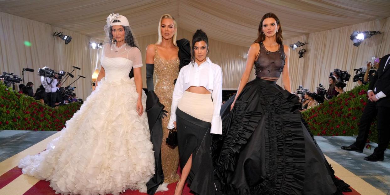 kylie jenner, khloé kardashian, kourtney jenner, and kendall jenner at the 2022 met gala