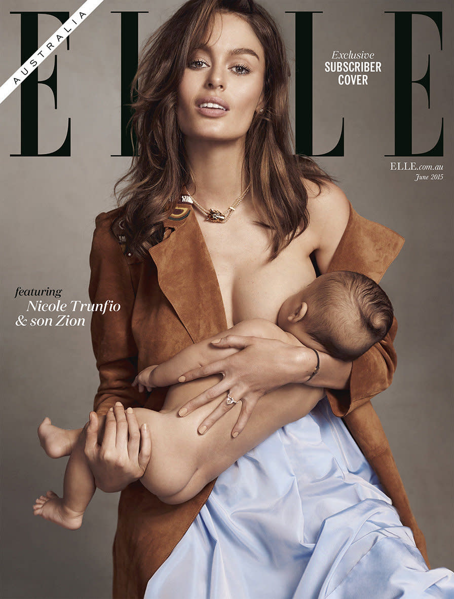 After model Nicole Trunfio brought her newborn baby son to for her Elle Australia photo shoot,&nbsp;<a href="http://www.huffingtonpost.com/2015/05/21/nicole-trunfio-breastfeeds-elle_n_7410226.html" target="_blank">a picture of her breastfeeding him landed on the June 2015 cover</a>.&nbsp;