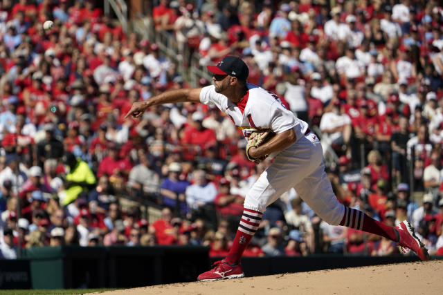 St. Louis, United States. 03rd July, 2020. St. Louis Cardinals pitcher Adam  Wainwright walks in from the bullpen during batting practice at the team's  first spring training workout at Busch Stadium in