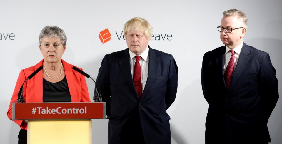 Gisela Stuart, Boris Johnson and Michael Gove in 2016 (Getty Images)