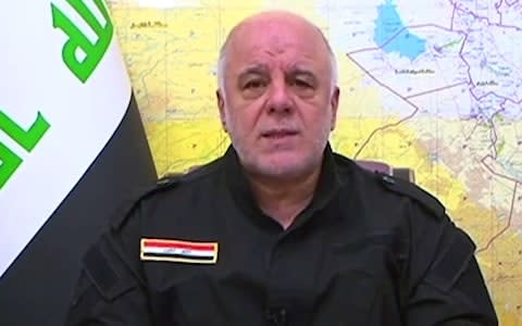 Haider al-Abadi announcing the start of operations in Tal Afar - Credit: HANDOUT/AFP/Getty Images