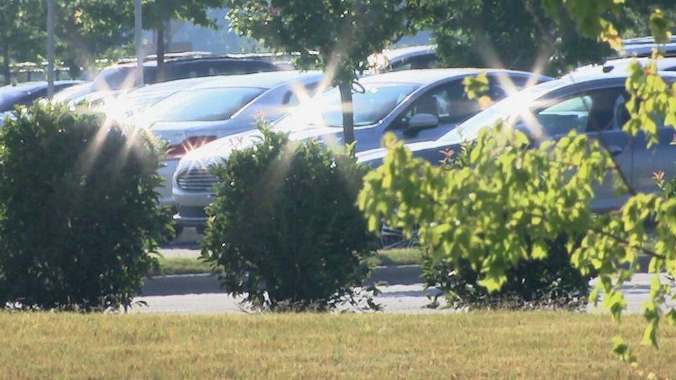 PHOTO: In this screen grab from a video, cars are shown parked in the sun. (WSOC)