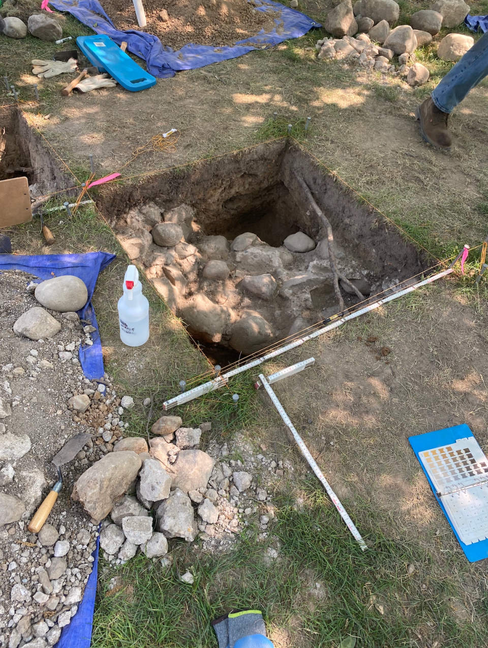 The excavation site near Wills House where workers digging a hole for a hammock post found the foundation of the school's first observatory built in 1881.