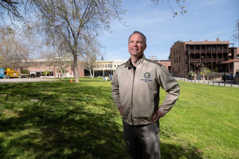 John Fraser, the superintendent of the Sacramento State Historic Park stands at the site of a proposed hotel in Old Sacramento earlier this month. The boutique hotel would be designed to blend in with other gold rush era historical structures adding another layer to the Old Sacramento Historical Park, which makes up around one-third of the 28-acre historical district, said Fraser.