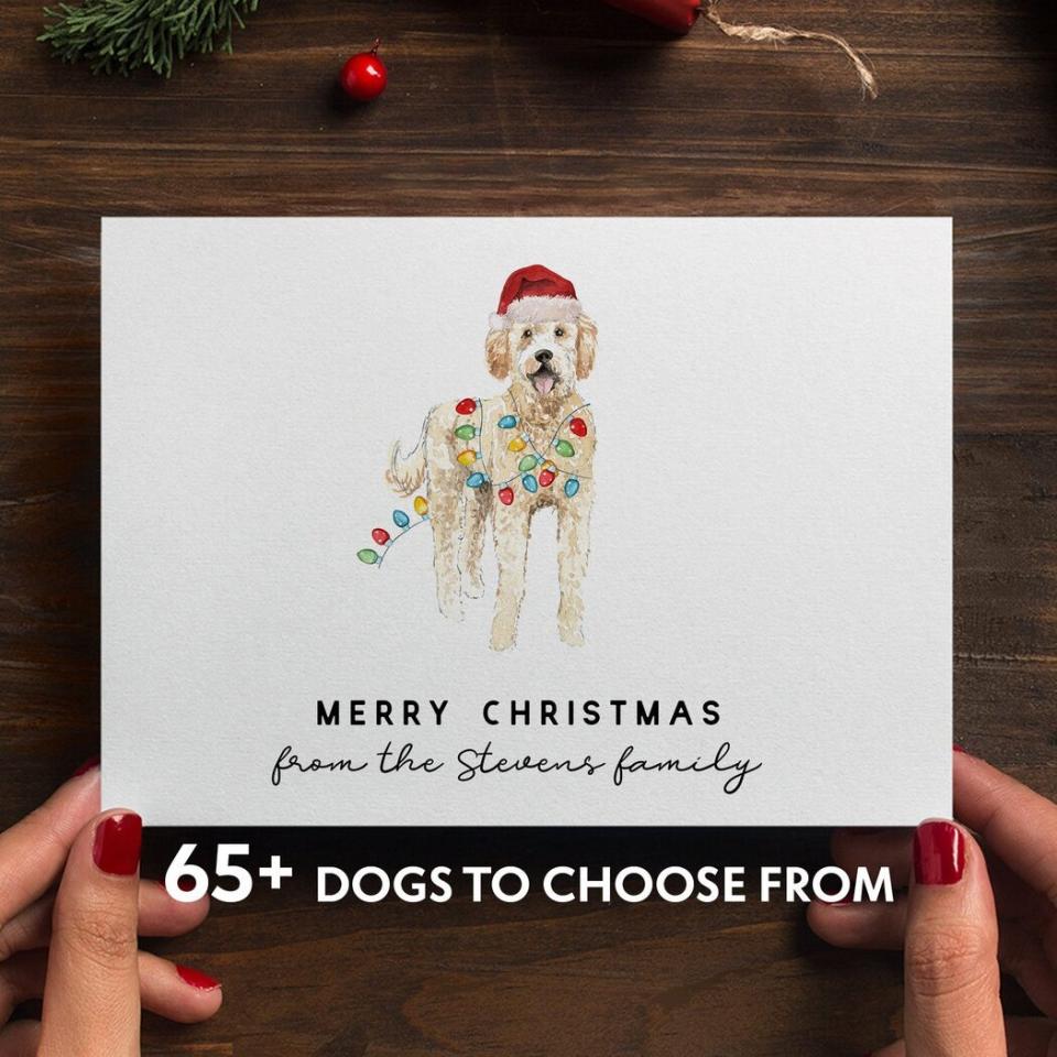 Product photo of a Personalized Dog Christmas Cards Set Pack Of 10