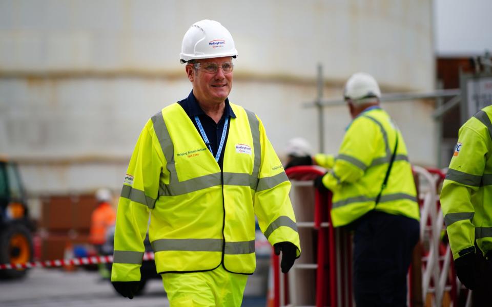 Sir Keir Starmer visits Hinkley Point nuclear power station in Somerset - Ben Birchall/PA Wire