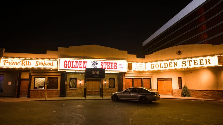 outside of Golden Steer at night