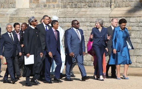 Heads of government join the Commonwealth's Secretary General Baroness Scotland (right) for the Windsor Castle retreat - Credit: PA