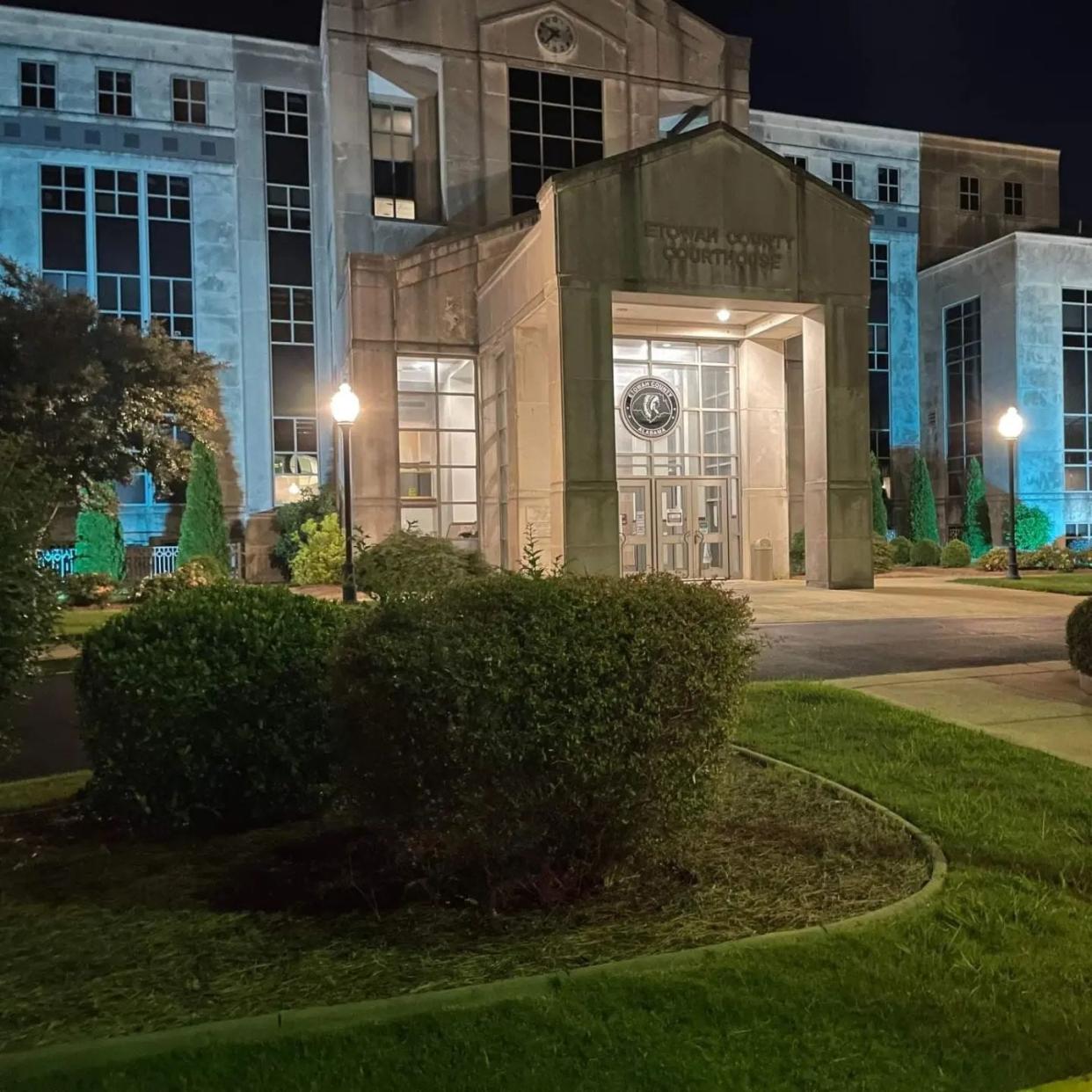 The Etowah County Courthouse participated in the "Paint the Town Blue" initiative alongside several otehr Gadsden businesses and residents in honor of child abuse awareness.