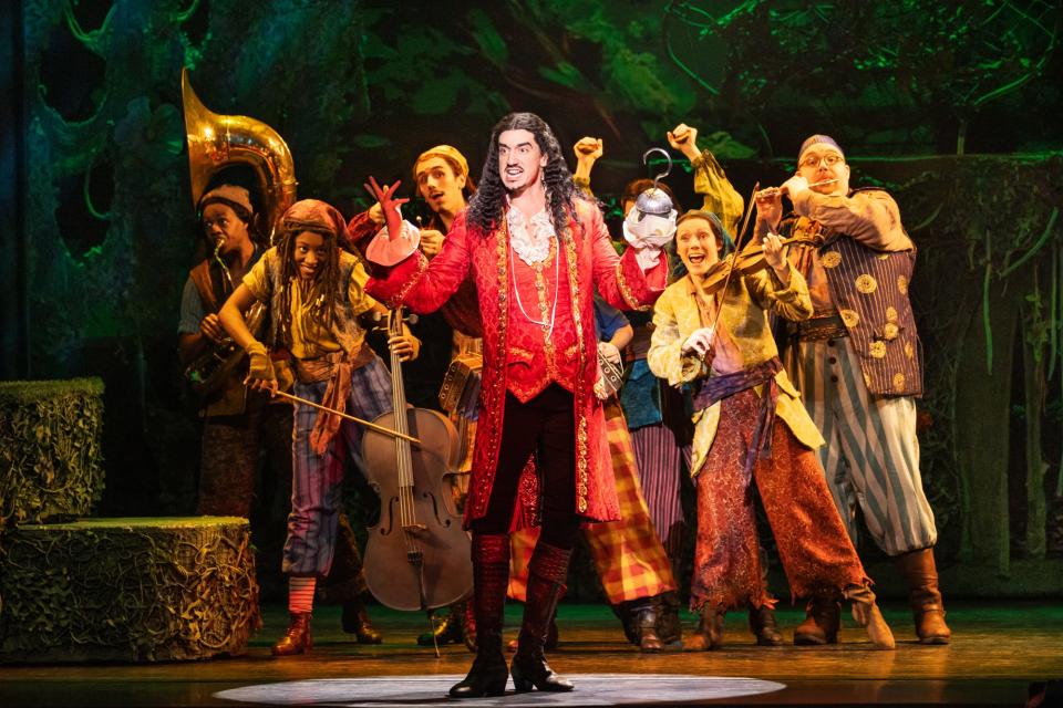 Peter Pan Hooks Tarantella, center Cody Garcia as Captain Hook and the cast of Peter-Pan