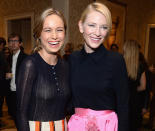 <p>Larson and <i>Carol</i> star Cate Blanchett attended the BAFTA (British Academy of Film and Television Arts) Awards Season Tea on January 9, 2016 in Los Angeles. Both are nominated for this year’s BAFTA for Leading Actress. (Photo: Michael Kovac/Getty Images)</p>