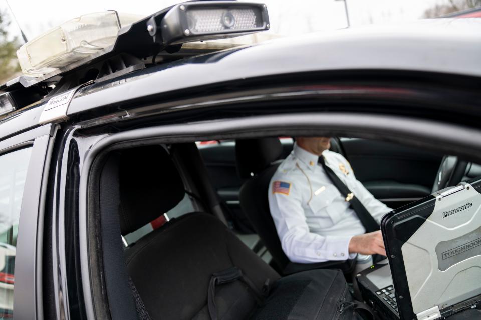 A Montville police vehicle outfitted with an automatic license plate reader.