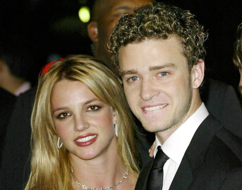 Pop singers Justin Timberlake and Britney Spears at the Clive Davis Pre-Grammy Party at the Beverly Hills Hilton on Feb. 20, 2001. (Photo: Dave Hogan via Getty Images)