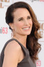 Actress Andie MacDowell looks decades younger than her 57 years with her soft curls, peach cheeks and natural lip at the Los Angeles 'Magic Mike XXL' premiere.