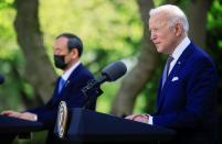 U.S. President Biden jolds joint news conference with Japan's Prime Minister Suga at the White House in Washington