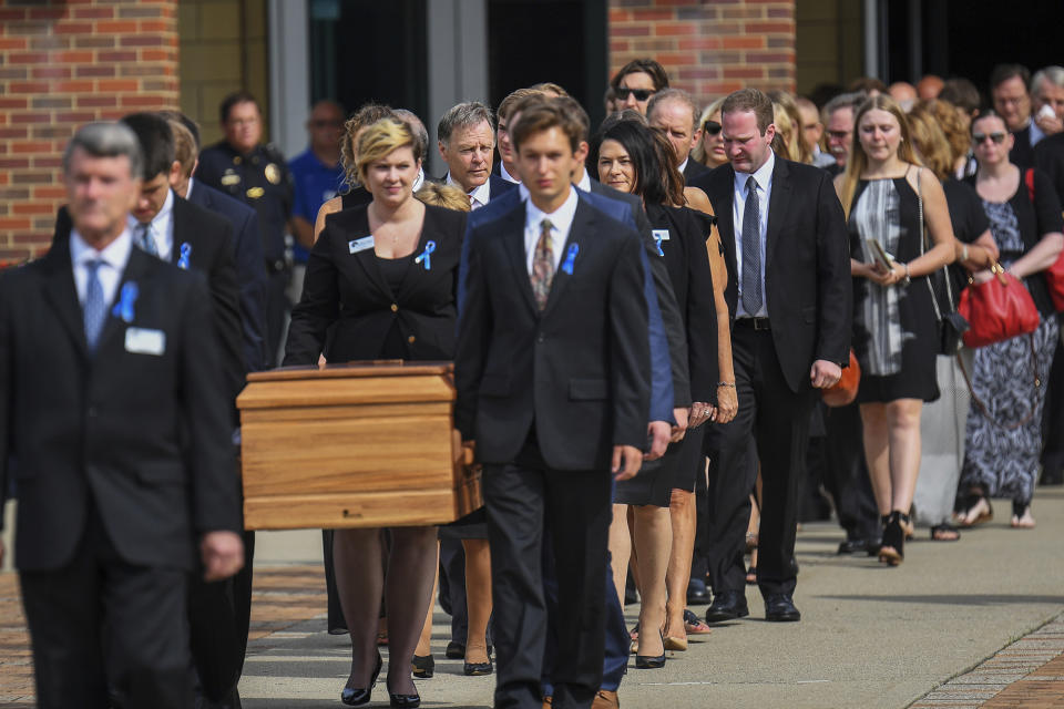 The casket of Otto Warmbier is carried